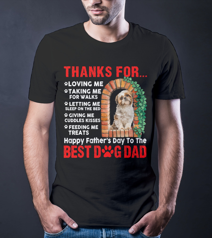 Thanks For Best Dog Dad Cute Shih Tzu T-Shirt