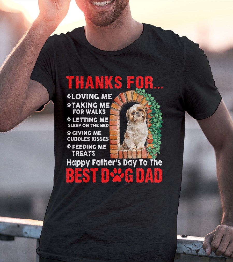 Thanks For Best Dog Dad Cute Shih Tzu T-Shirt