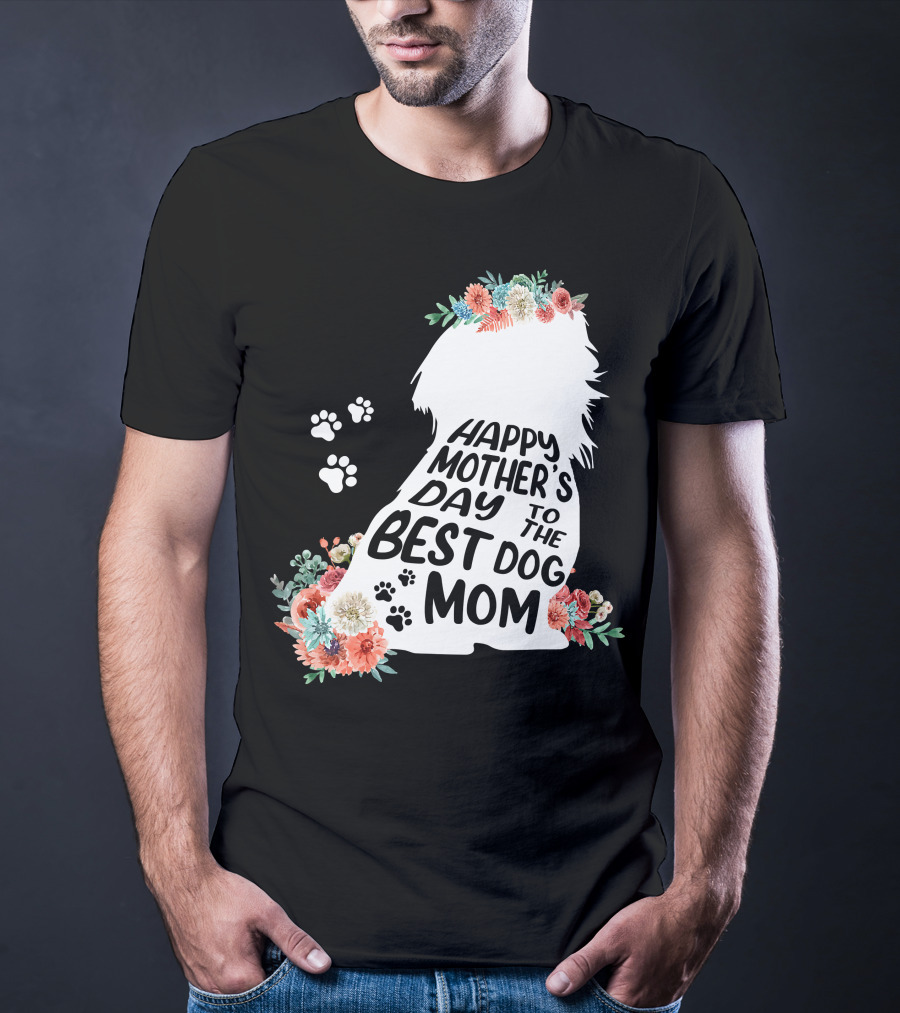 Happy Mother's Day To The Best Shih Tzu Mom Dog Flowers T-Shirt