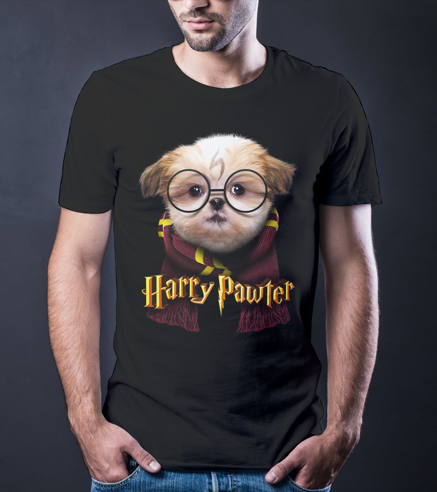 Harry Pawter Shih Tzu Puppy With Glasses And Scarf T-Shirt