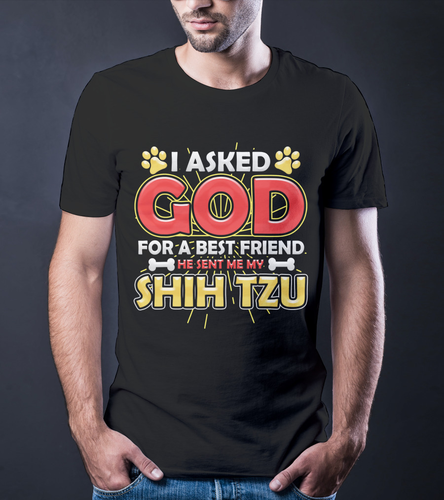I Asked God For A Best Friend He Sent Me My Shih Tzu T-Shirt