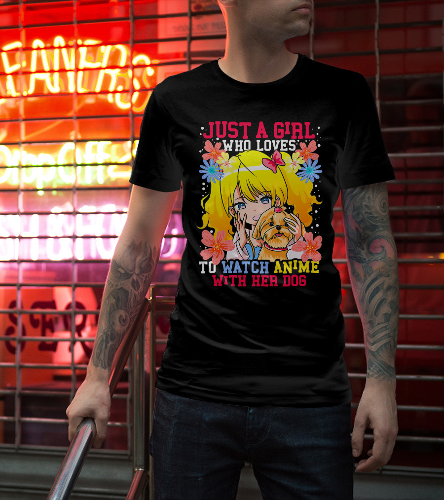 Just A Girl Watch Anime With Her Dog Shih Tzu Pup Manga T-Shirt