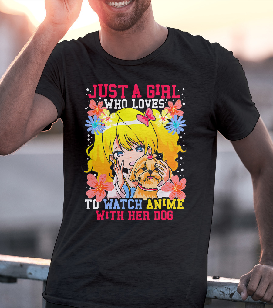 Just A Girl Watch Anime With Her Dog Shih Tzu Pup Manga T-Shirt