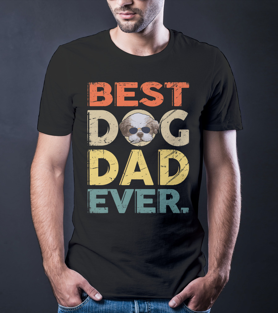 Best Dog Dad Ever Shih Tzu Father's Day Mens Gifts T-Shirt