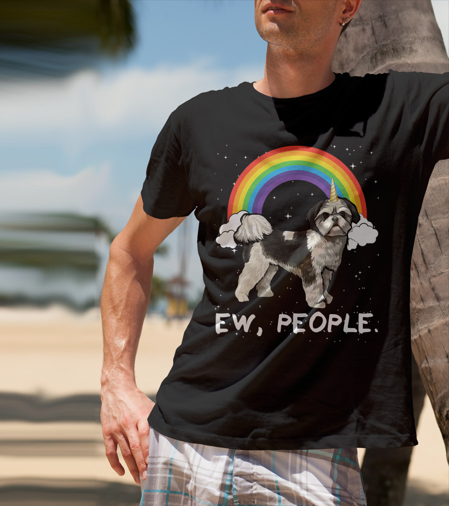 Rainbow Shih Tzu Unicorn Ew People T-Shirt