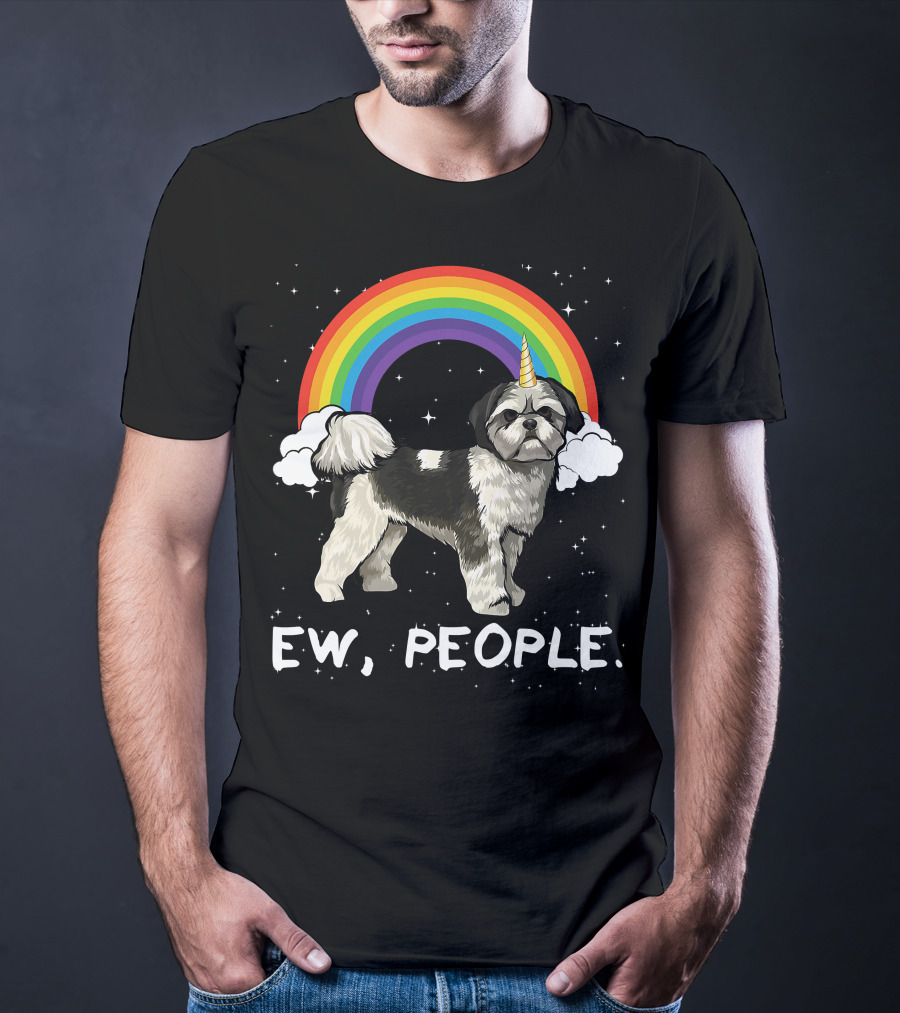 Rainbow Shih Tzu Unicorn Ew People T-Shirt