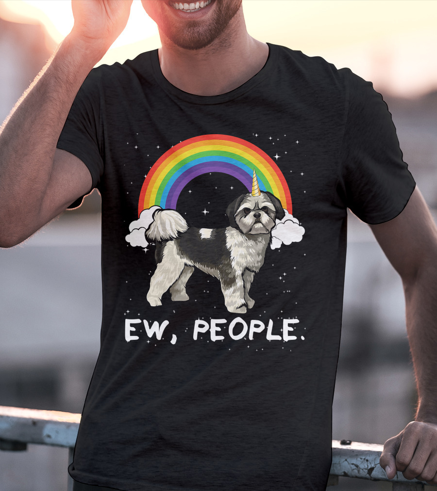 Rainbow Shih Tzu Unicorn Ew People T-Shirt