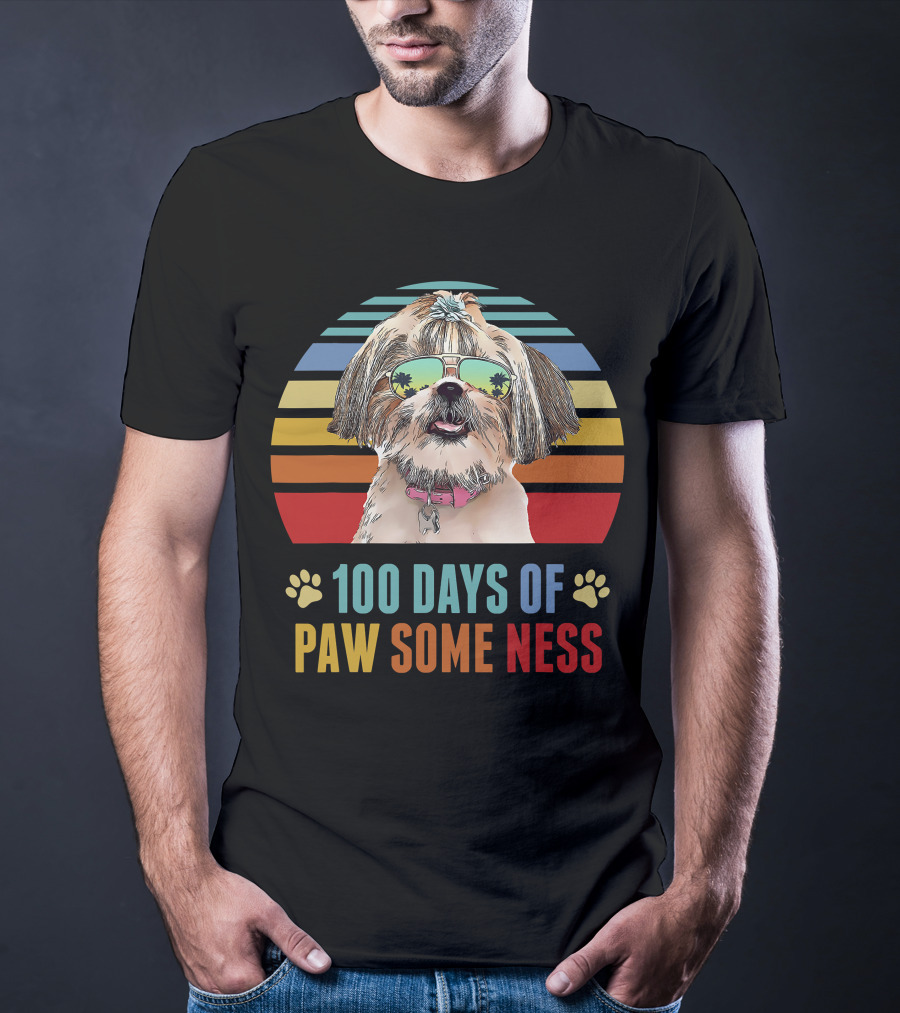 100 Days Of Pawsomeness Shih Tzu Dog T-Shirt