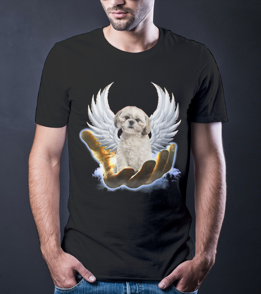 Shih Tzu God Golden Hand Heaven Wings Mens Womens T-Shirt