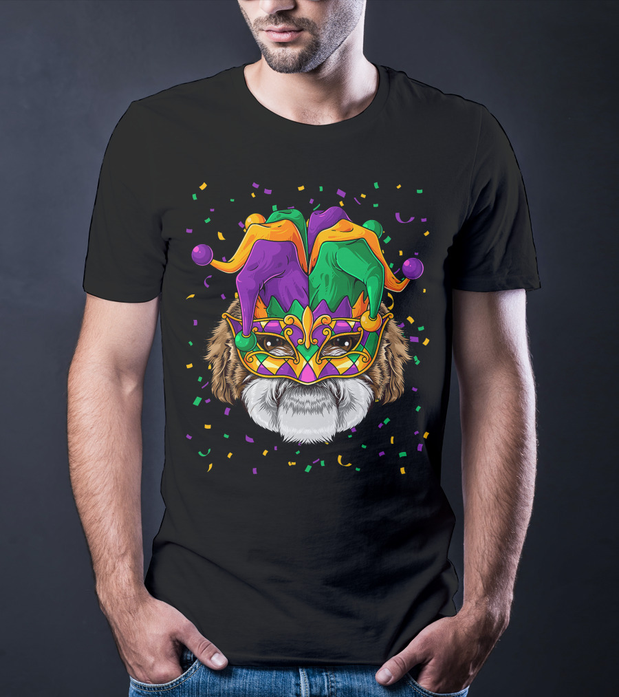 Shih Tzu Dog Mardi Gras Carnival Jester Festi T-Shirt