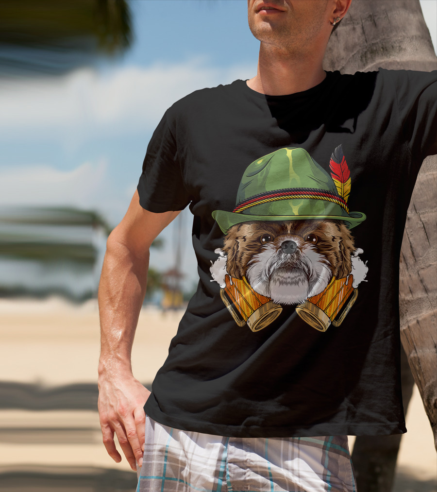 Shih Tzu Oktoberfest Beer Fest Lederhosen German T-Shirt