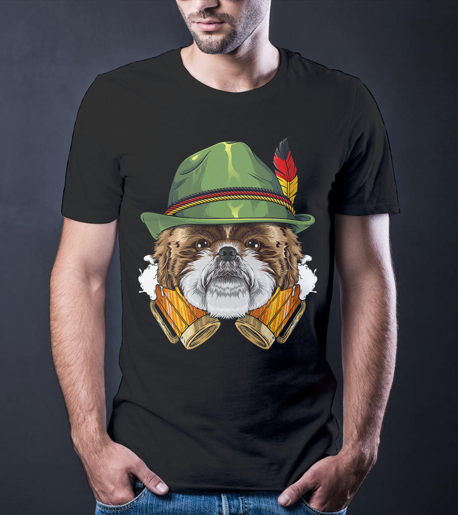 Shih Tzu Oktoberfest Beer Fest Lederhosen German T-Shirt