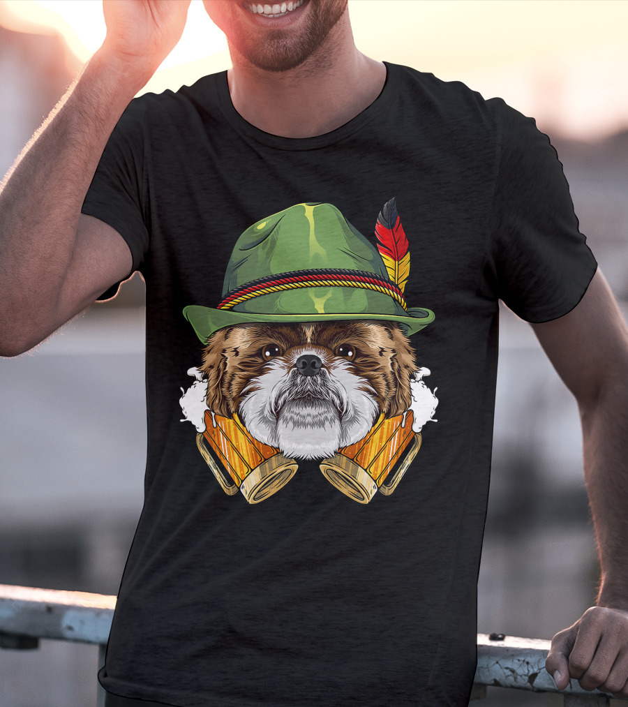 Shih Tzu Oktoberfest Beer Fest Lederhosen German T-Shirt
