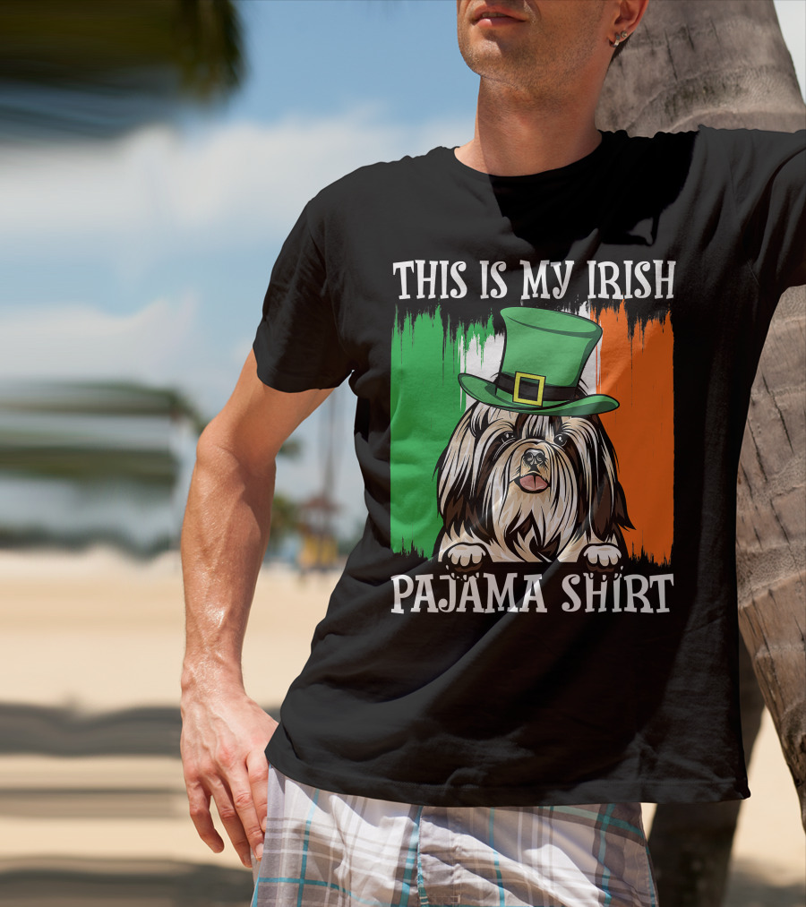 St Patrick's Day Shih Tzu Irish Flag Hat Pajama Vibe T-Shirt