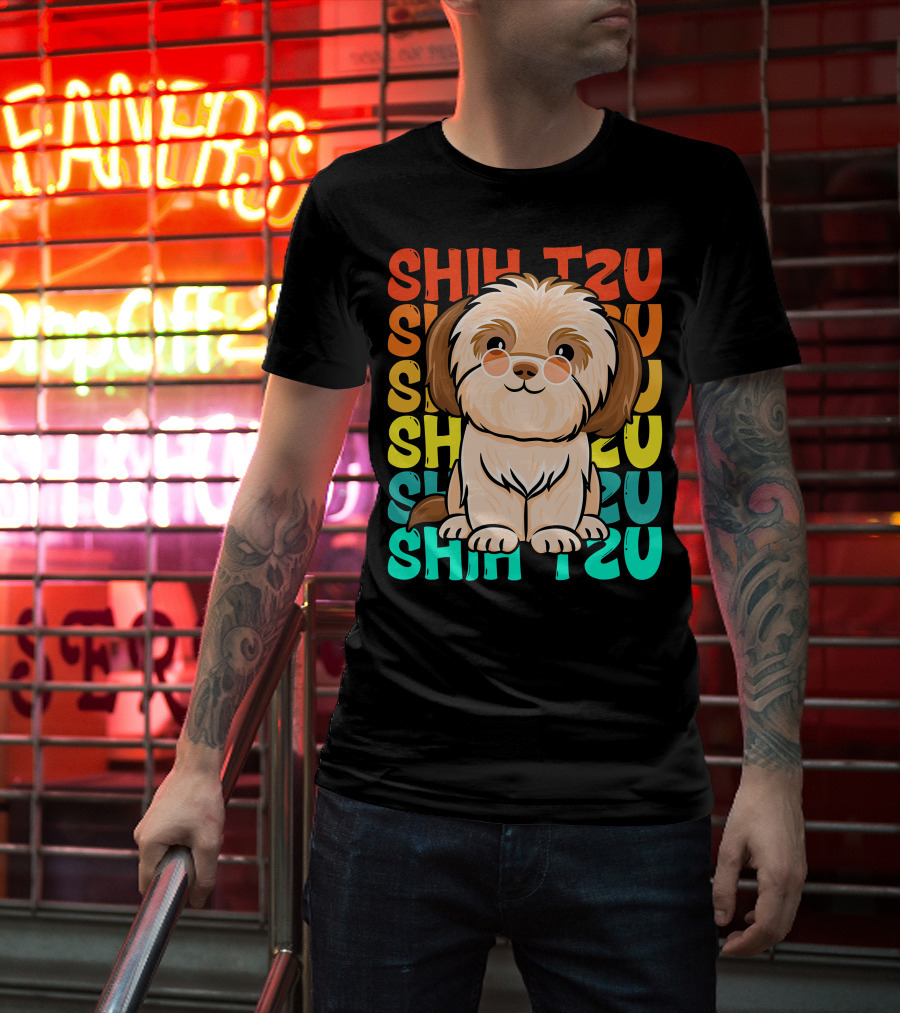 Shih Tzu Vintage Shihtzu Dog Retro Colors T-Shirt