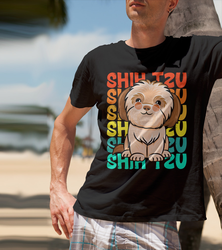 Shih Tzu Vintage Shihtzu Dog Retro Colors T-Shirt
