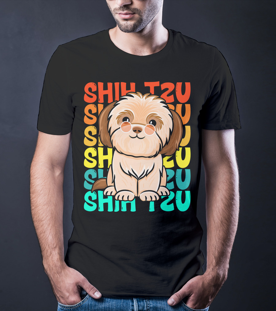 Shih Tzu Vintage Shihtzu Dog Retro Colors T-Shirt