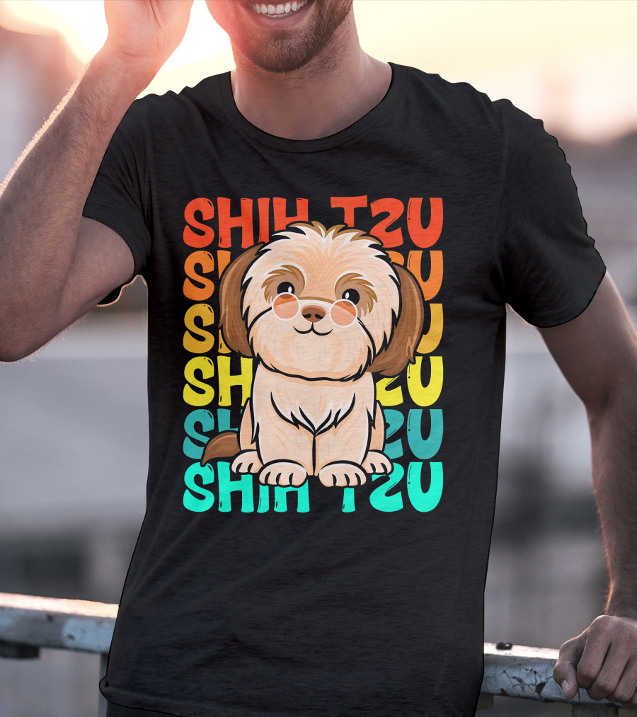 Shih Tzu Vintage Shihtzu Dog Retro Colors T-Shirt
