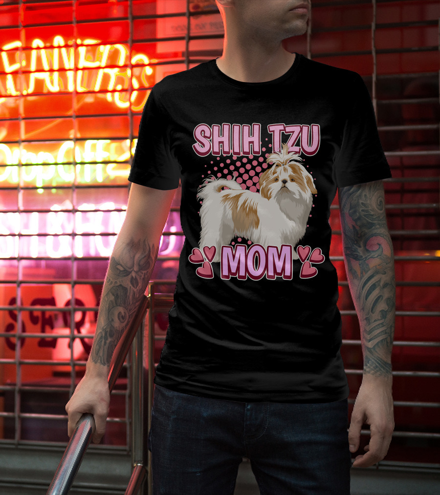 Shih Tzu Mom With Heart Accents T-Shirt