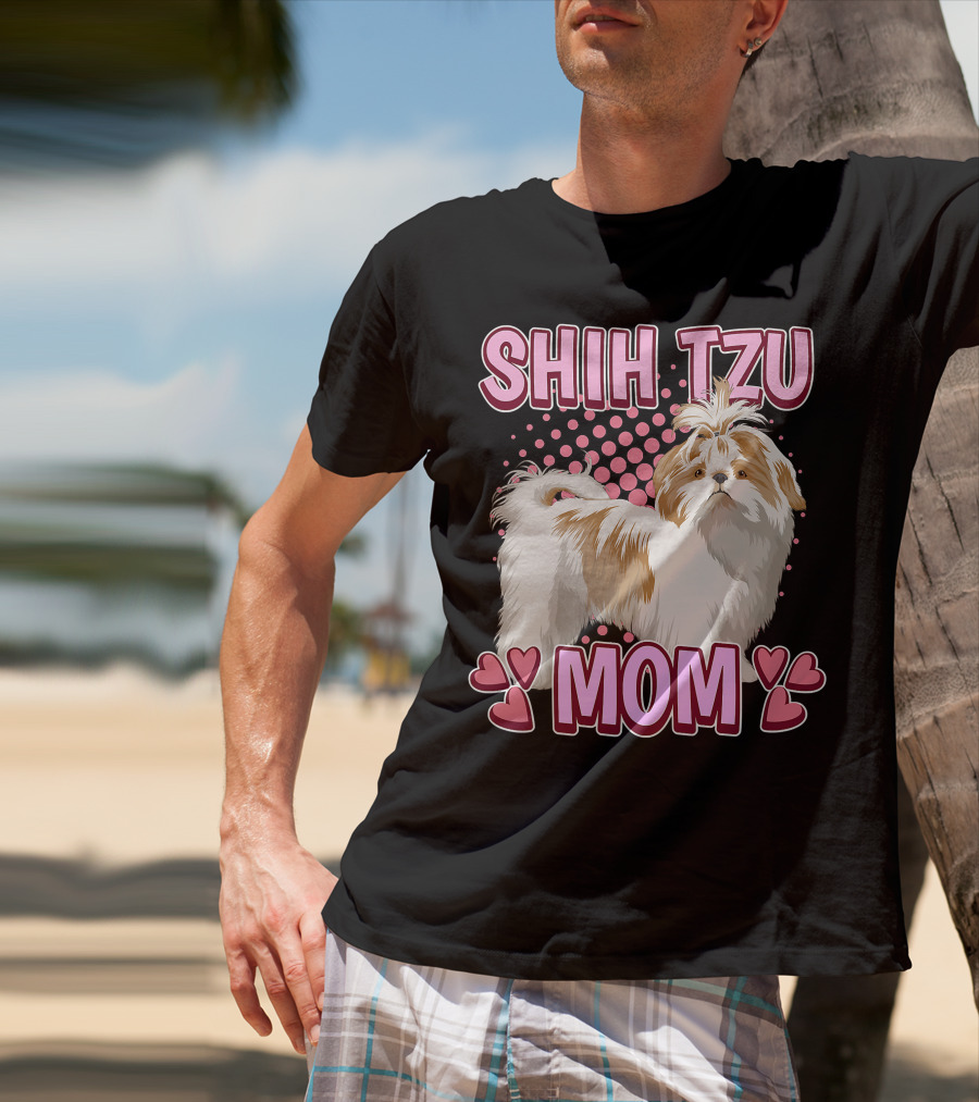 Shih Tzu Mom With Heart Accents T-Shirt