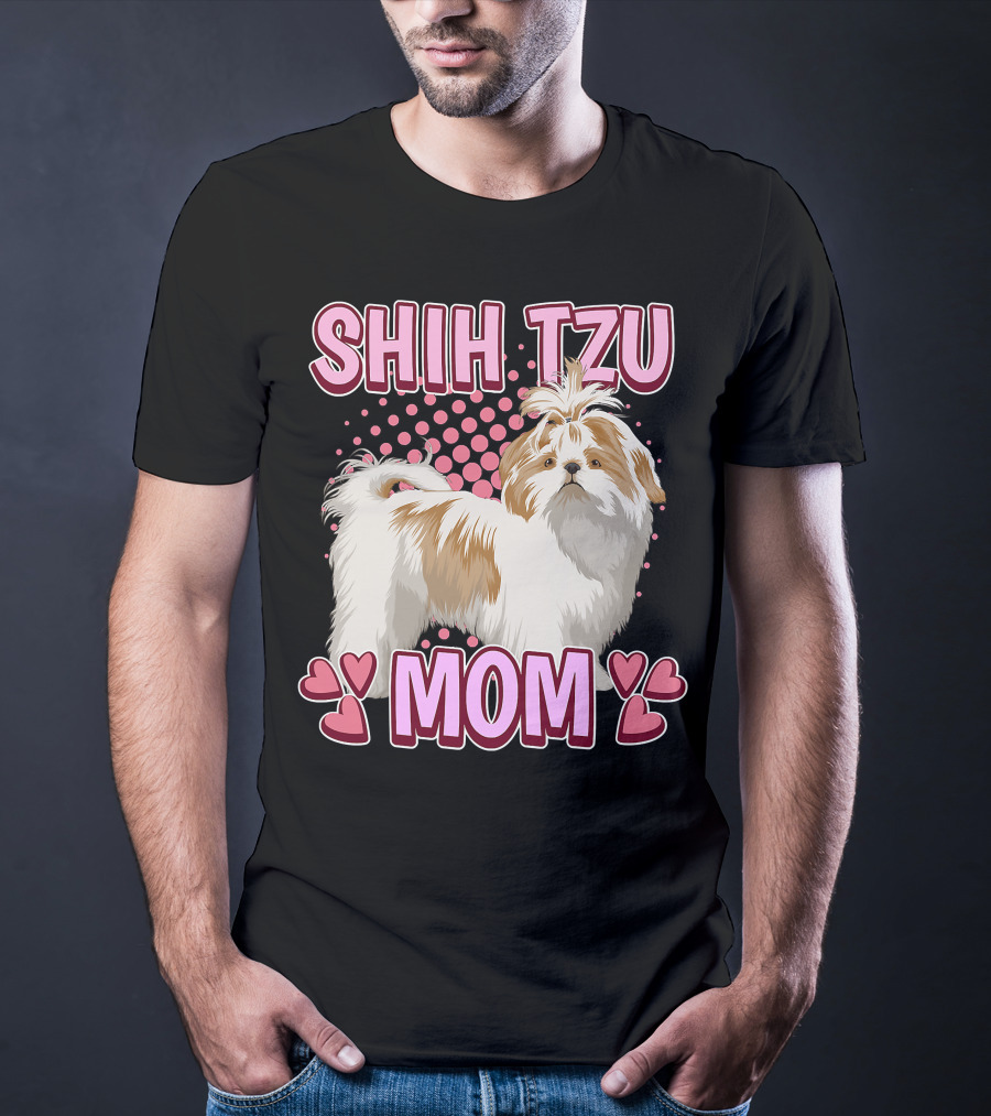 Shih Tzu Mom With Heart Accents T-Shirt