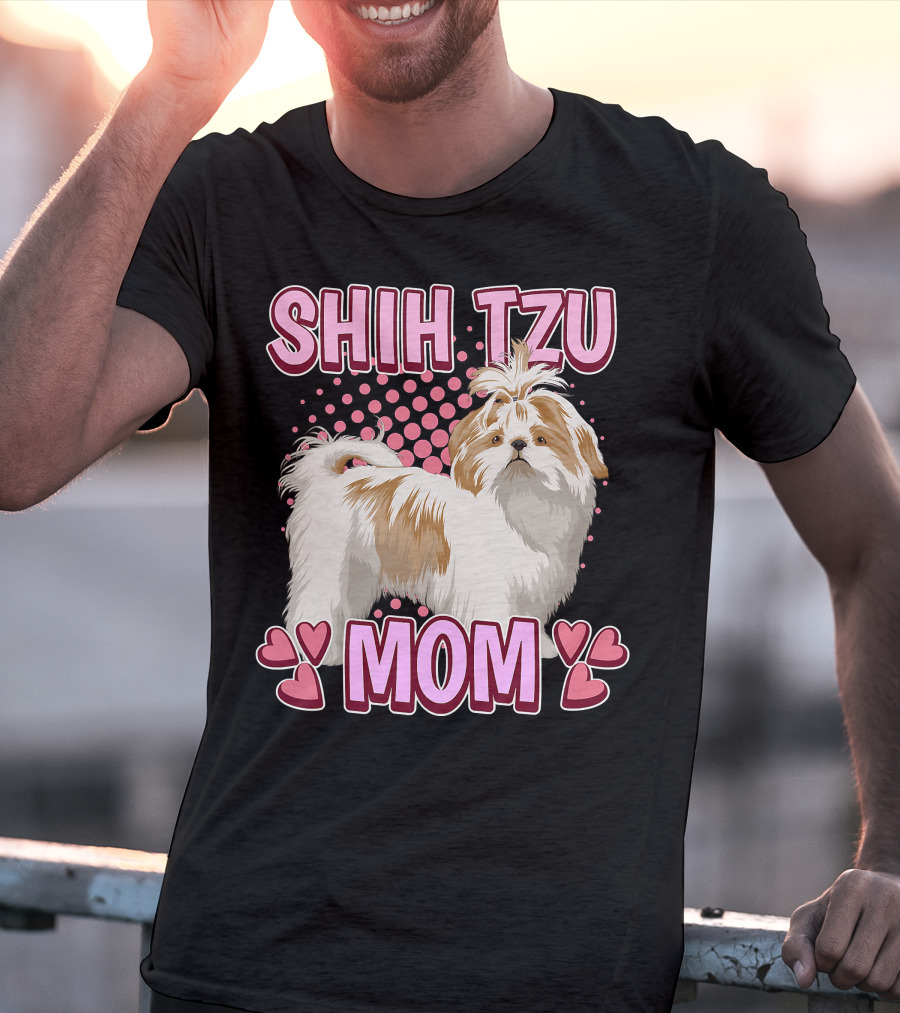 Shih Tzu Mom With Heart Accents T-Shirt