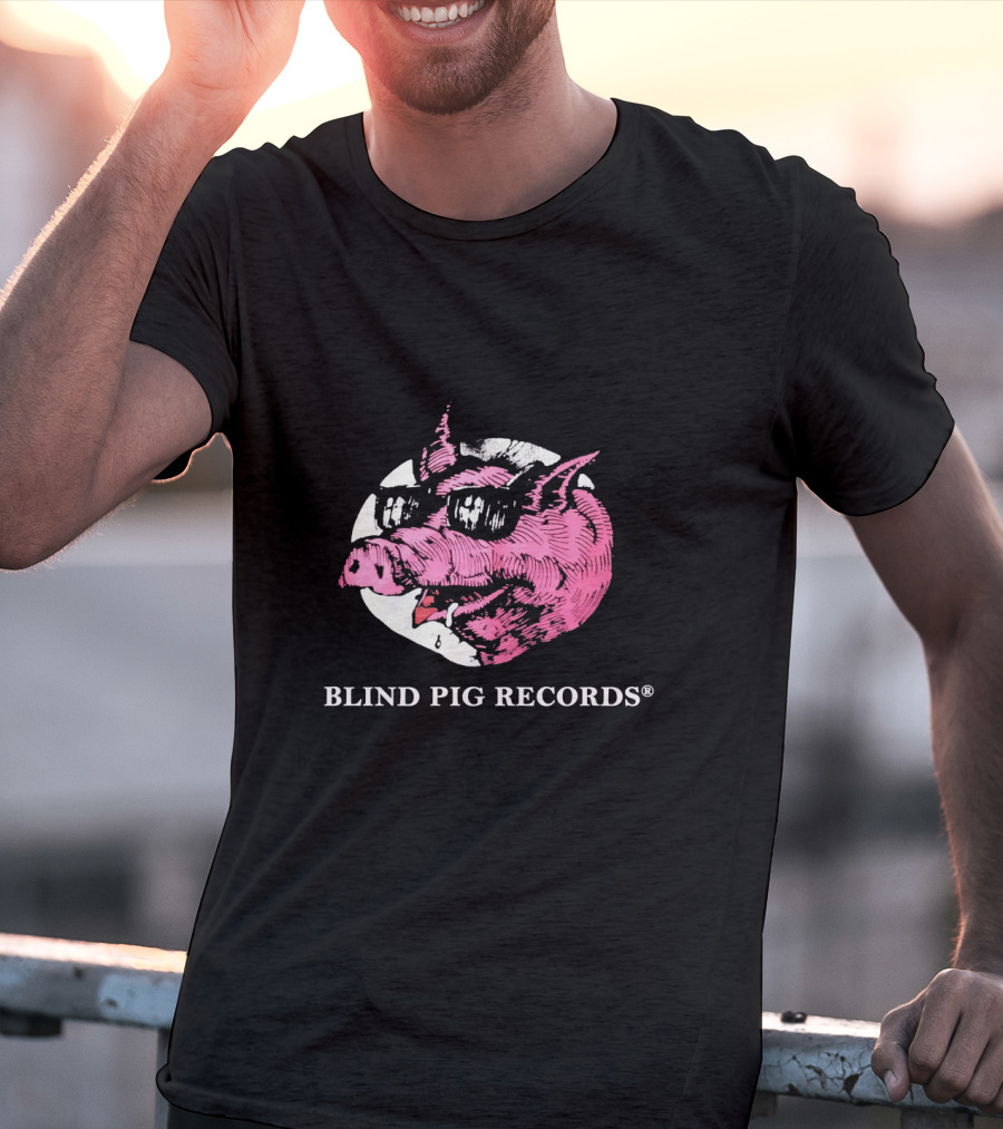 BLIND PIG RECORDS Pink Pig In Sunglasses T-Shirt