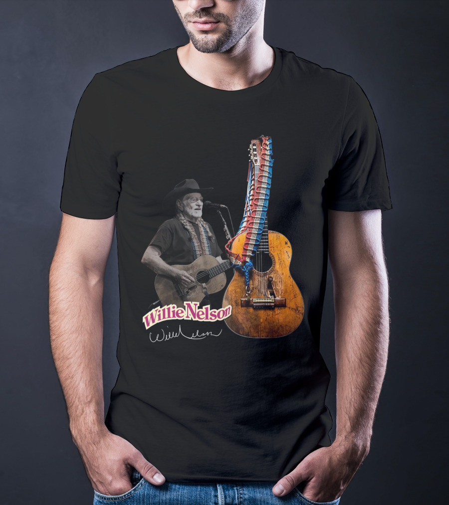 Willie Nelson Signature Guitar And Image T-Shirt