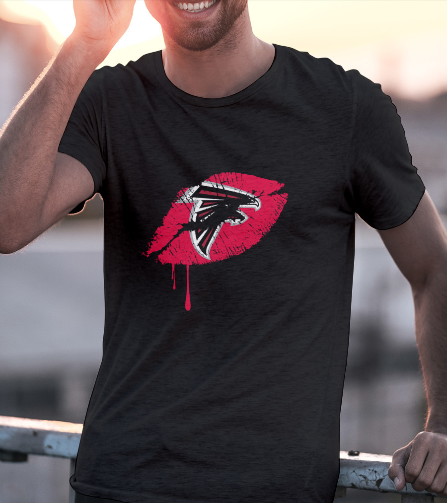 Atlanta Falcons Red Lip Print With Iconic Falcon T-Shirt
