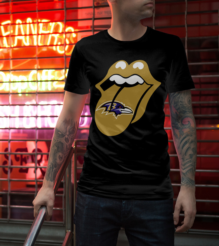 Baltimore Ravens Rolling Stones Tongue T-Shirt