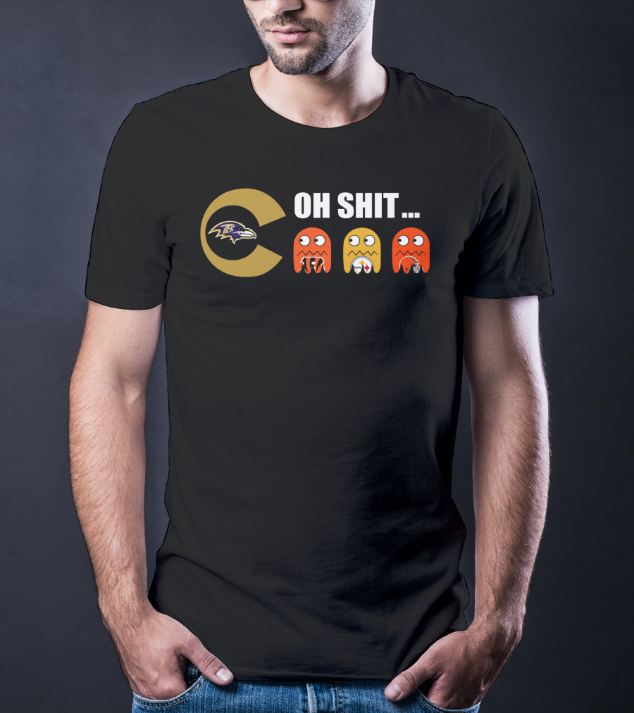 Baltimore Ravens Pacman Steelers Browns Bengals Oh Shit T-Shirt