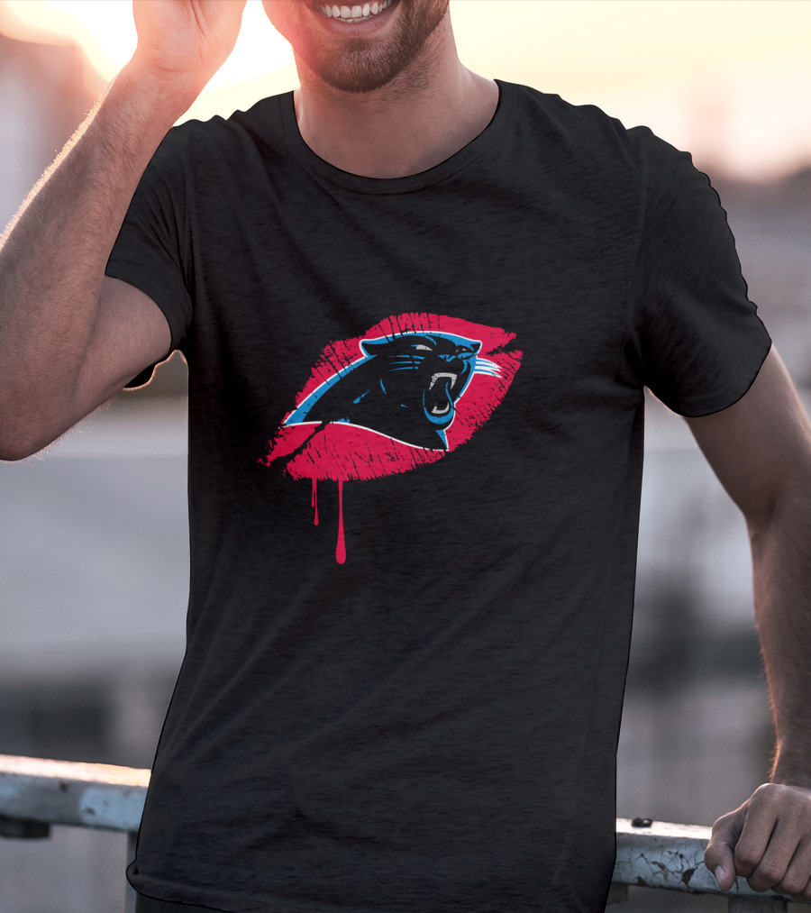 Carolina Panthers Logo With Red Lip Print T-Shirt