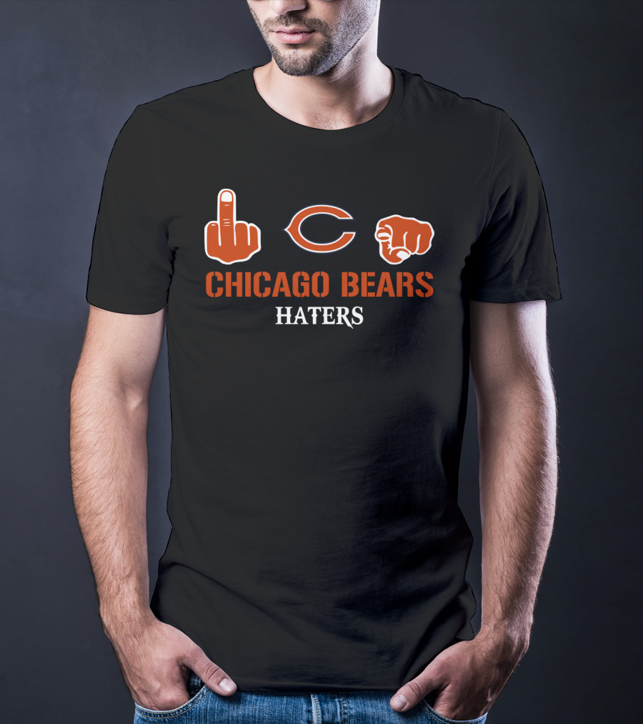 Chicago Bears Haters Middle Finger Logo Fist T-Shirt