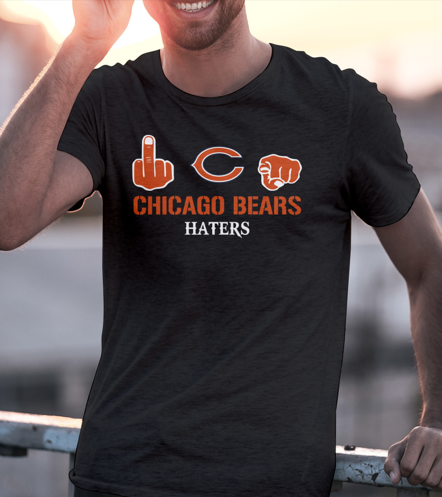 Chicago Bears Haters Middle Finger Logo Fist T-Shirt