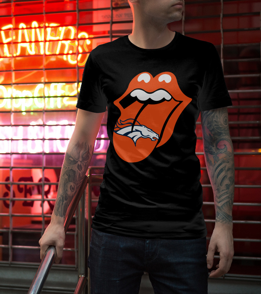 Denver Broncos Rolling Stones Tongue Logo Fusion T-Shirt