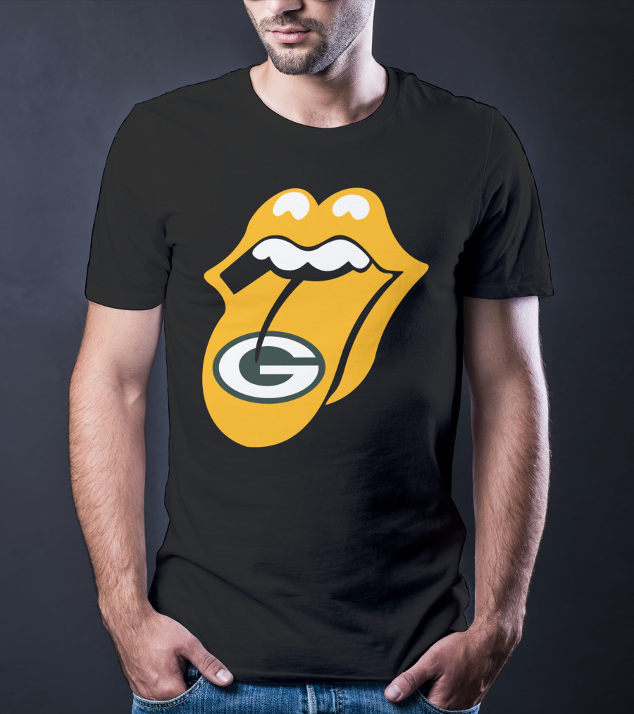 Rolling Stones Tongue Green Bay Packers Logo Mashup T-Shirt