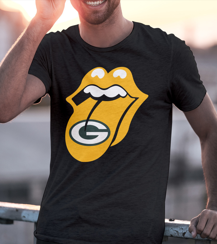 Rolling Stones Tongue Green Bay Packers Logo Mashup T-Shirt