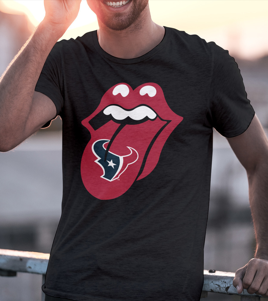 Houston Texans Rolling Stones Tongue Logo Collaboration T-Shirt
