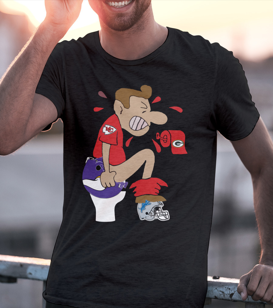 Kansas City Chiefs Rivalry Humor With Vikings Packers And Lions Toilet Theme T-Shirt