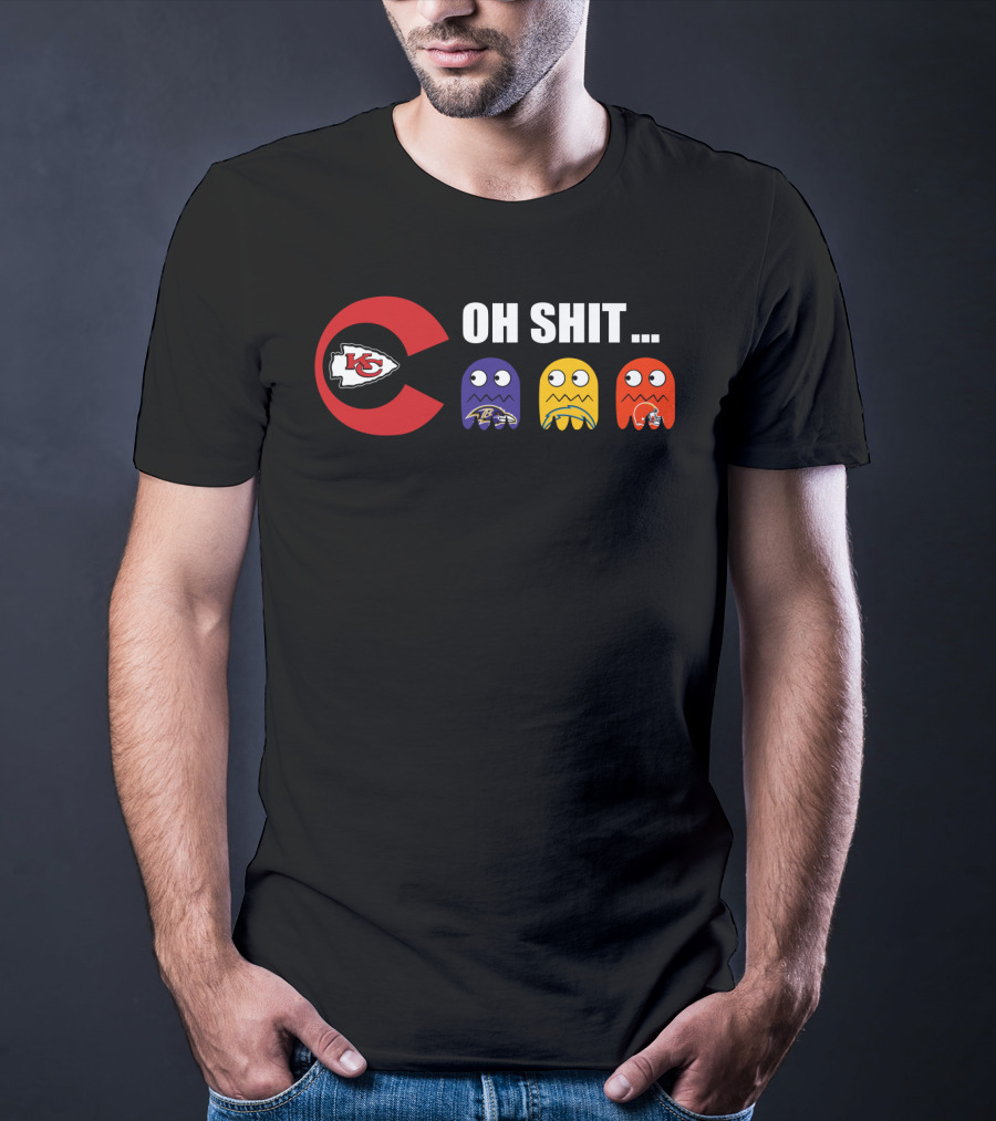 Kansas City Chiefs Oh Shit Pac-Man Ravens Steelers Browns T-Shirt
