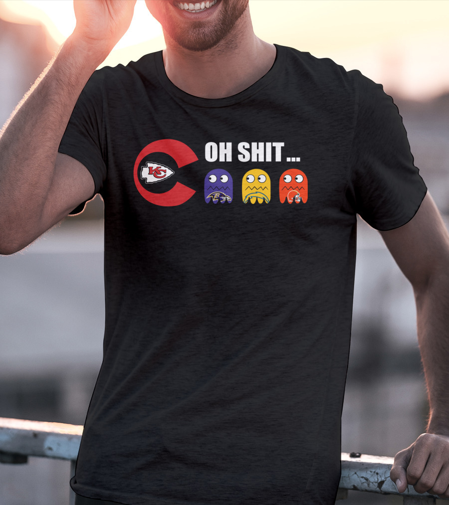 Kansas City Chiefs Oh Shit Pac-Man Ravens Steelers Browns T-Shirt