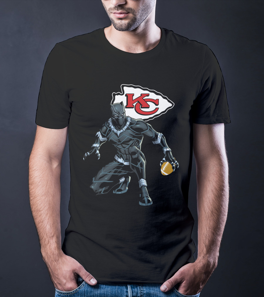 Kansas City Chiefs Black Panther Football Fusion T-Shirt