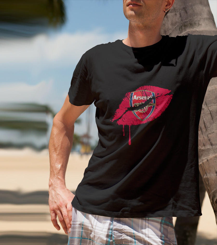 Arsenal Lips Red Logo Drip T-Shirt