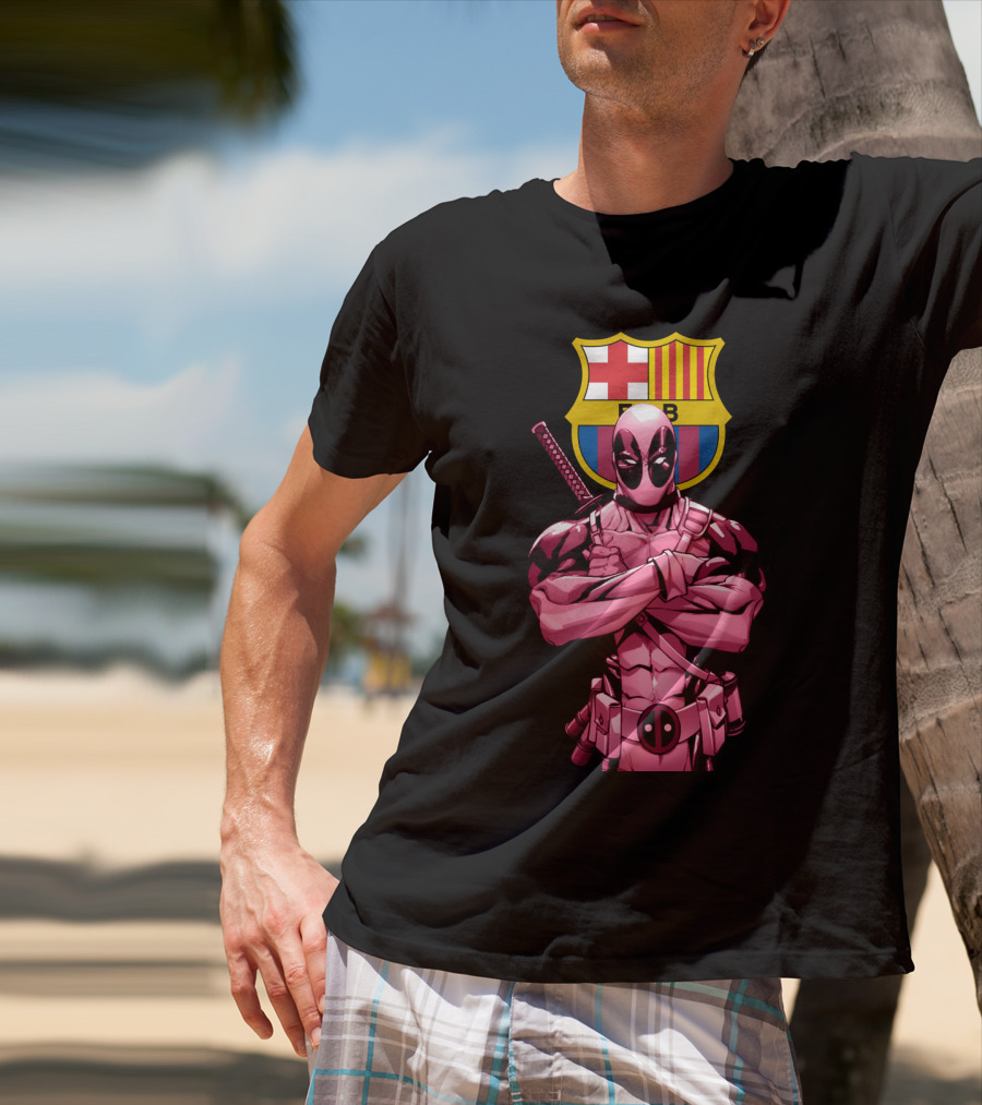 Barcelona Deadpool Fc Crest Crossover T-Shirt