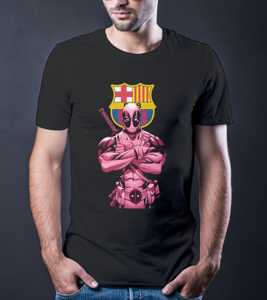 Barcelona Deadpool Fc Crest Crossover T-Shirt