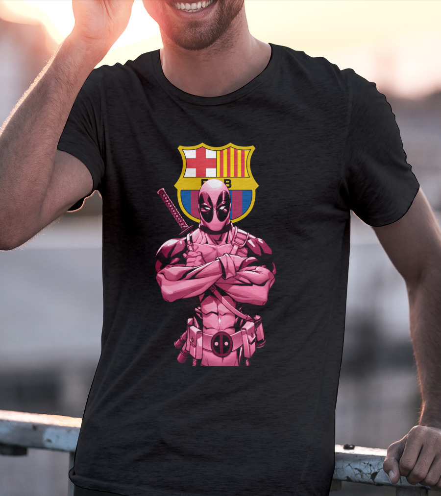 Barcelona Deadpool Fc Crest Crossover T-Shirt