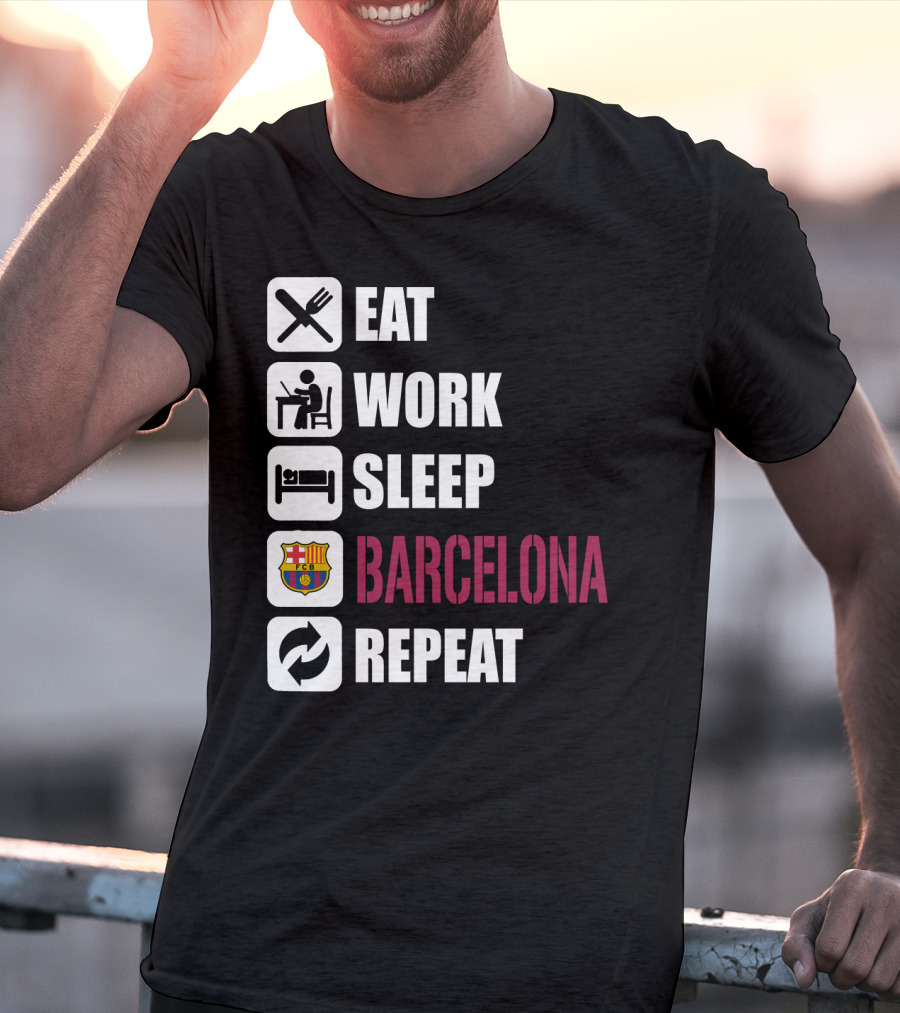 Eat Work Sleep Fc Barcelona Repeat T-Shirt