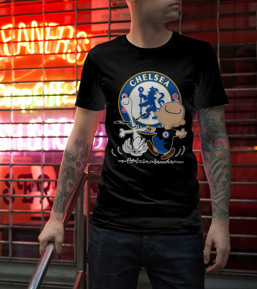 Chelsea Blue Lion Dancing Peanuts Characters T-Shirt