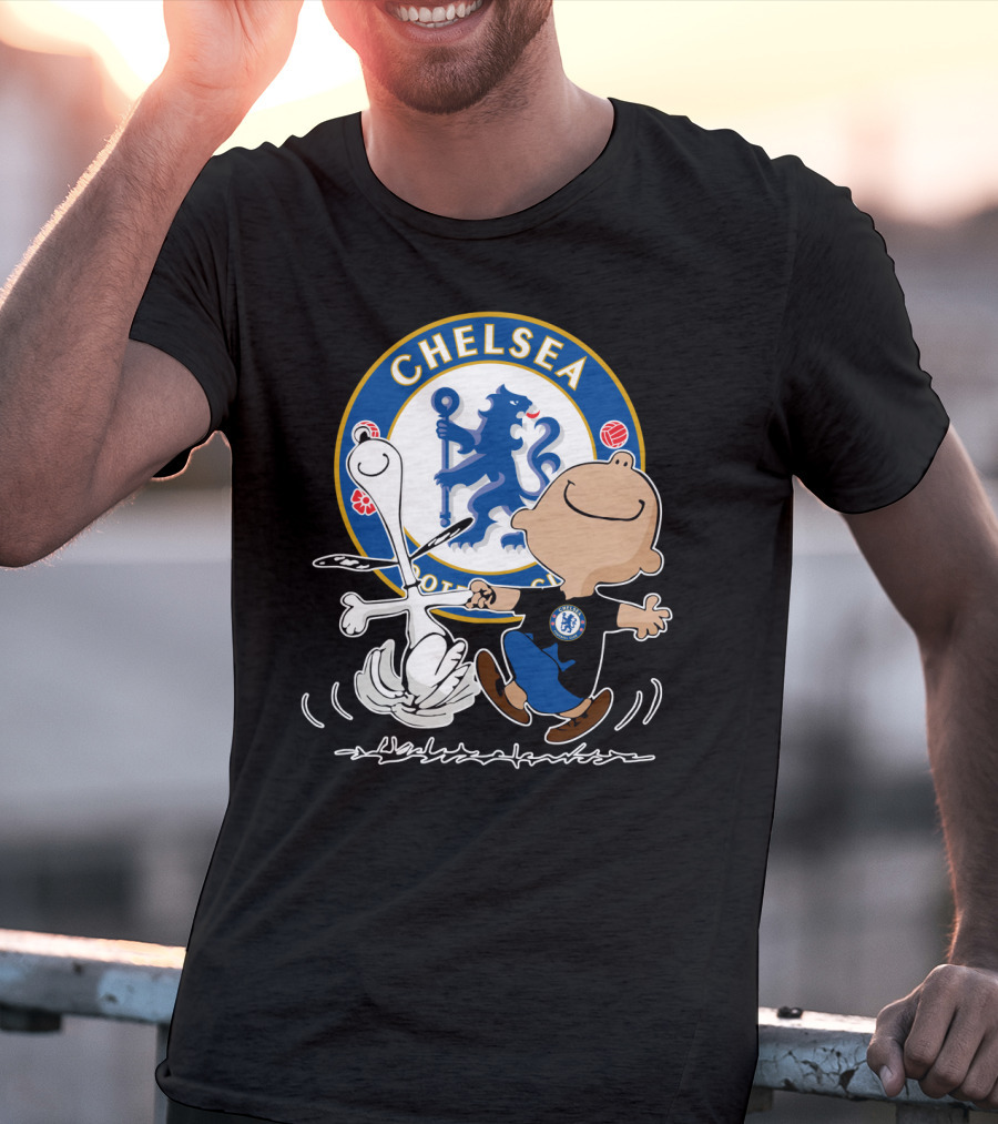 Chelsea Blue Lion Dancing Peanuts Characters T-Shirt