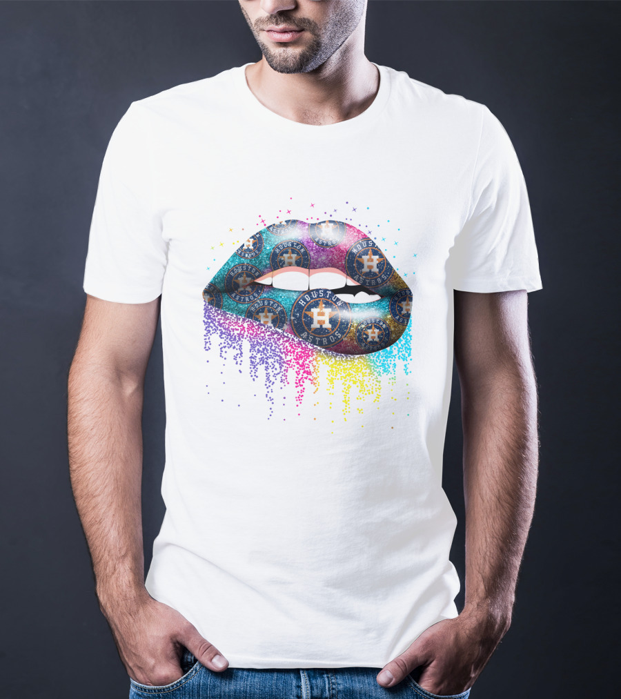 Houston Astros Logo Glitter Lip T-Shirt